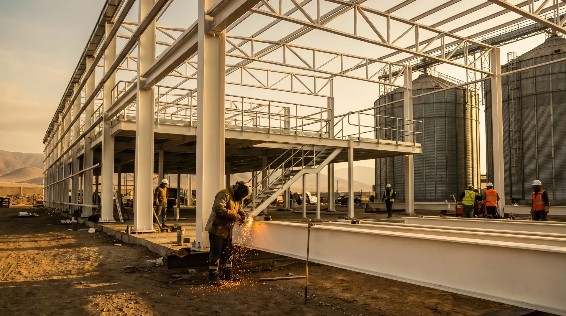Obras Industriales: estructura metálica de planta industrial